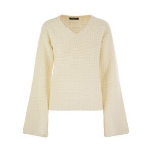 Fabiana Filippi Women V-Neck Sweater In Platinum With Sequins